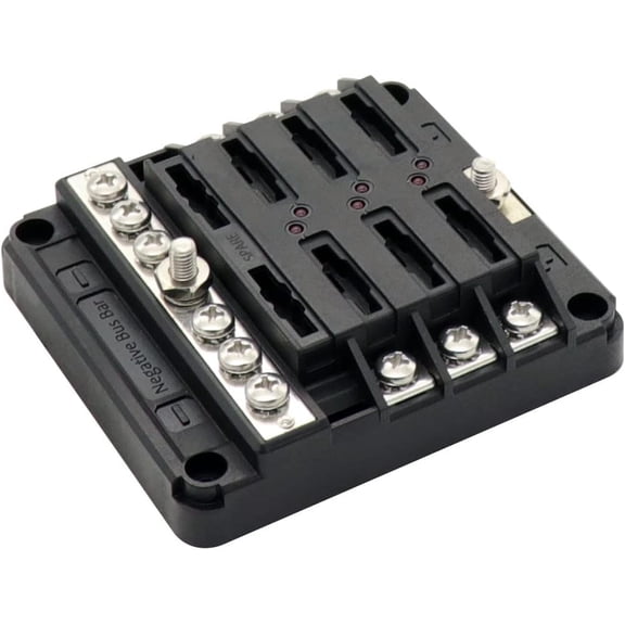 Car Fuse Holder for Auto Boat Marine Bus Van 6 Way Blade Fuse Box Holder Block LED Indicator 32V