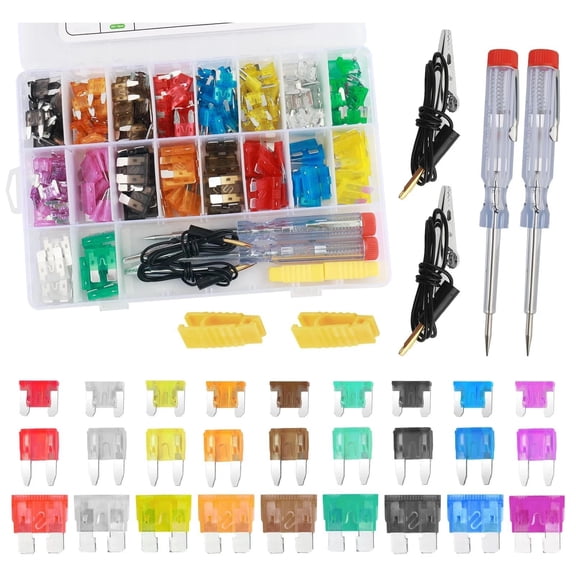 Car Fuses Assortment Kit with Car Fuse Tester,3-Size Fuses Automotive Kit with S