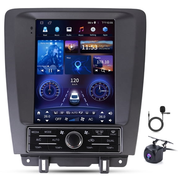 Car GPS Head Unit 9.7" Android15 for Ford Mustang 2010-2014,Carplay&Android Auto,2+32G,AHD Cam&Mic,Fits All Transmission