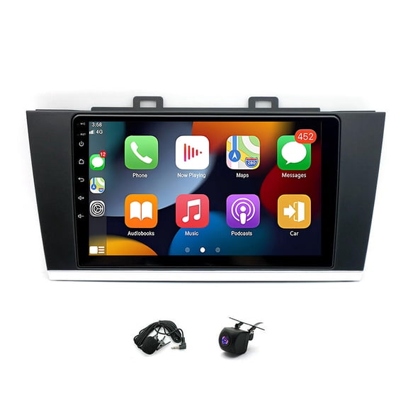 Car GPS Navigation 9-inch Android 15 Radio Stereo 4+64G for Subaru Outback Legacy 2015-2018 FM Radio Mirror Link SWC WiFi and Bluetooth Car Player with Carplay and Android Auto