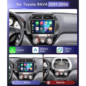 Car GPS Navigation 9-inch Stereo Radio Android 15 for Toyota RAV4 2001-2006Base Mid High Trim Levels Car Player with Carplay Android Auto WiFi Bluetooth Backup Camera Support 4+64G RDS/AM/FM