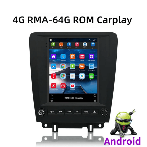 Car GPS Navigation Android 12 4G+64G Tesla Style Vertical Screen For Ford Mustang 2010-2014 Car Radio Player With RDS Wifi 4G Carplay