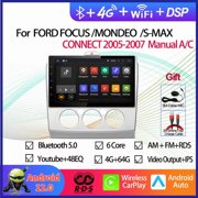 Car GPS Navigation For FORD FOCUS /MONDEO/S-MAX/CONNECT 2005-2007 Manual A/C Auto Radio Stereo 10.1 Android 12 4G+64G Multimedia