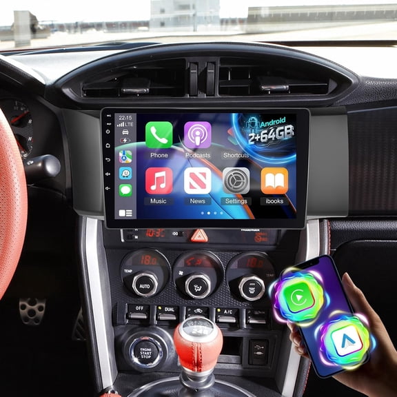 Car GPS Navigation Head Unit 9-inch Android 15 Radio Stereo 4+64G for Toyota GT86 and for Subaru BRZ Scion FRS 2012-2016 FM/RDS SWC WiFi Bluetooth Car Player with Carplay and Android Auto