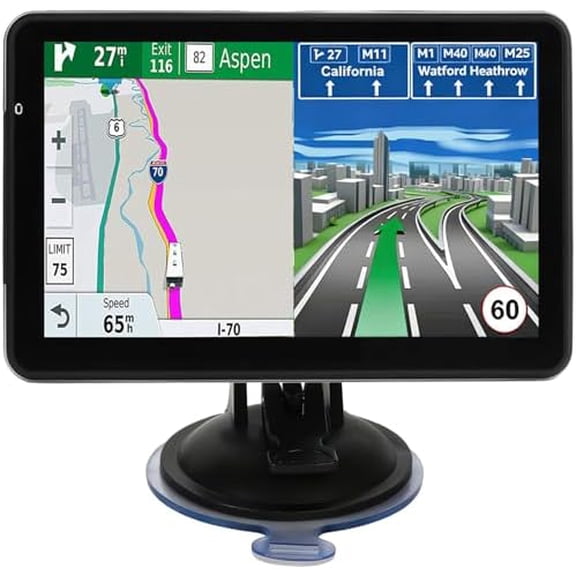 Car GPS Navigation, Latest 2025 Map 7-Inch GPS Navigation System for Car with Turn-by-Turn Directions, Touchscreen Display, Windshield MountPre-Installed North America Lifetime map Free Update