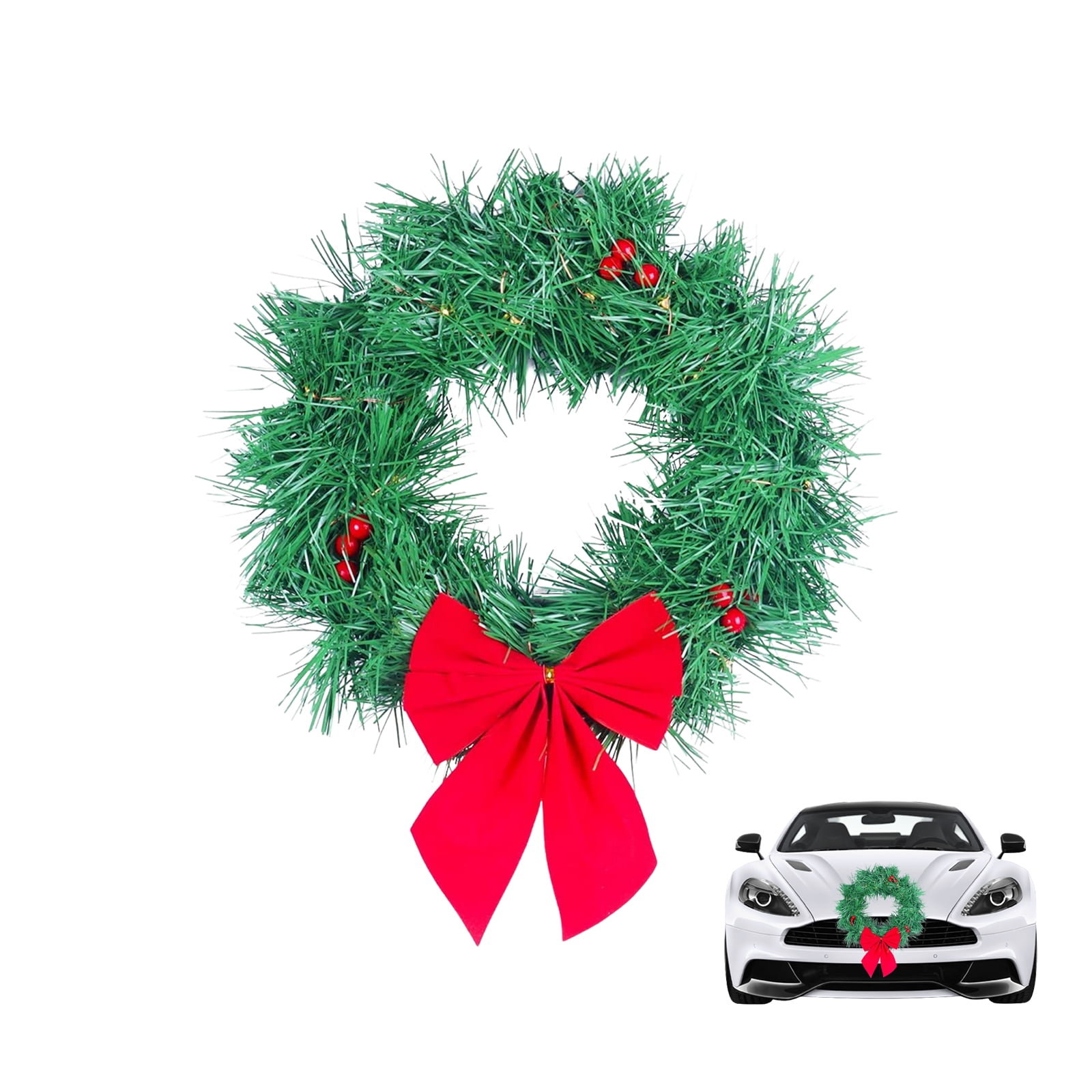 Car Garland Christmas Wreath With Light Garland Car Decoration For