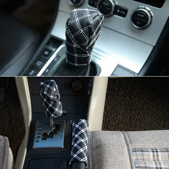 Car Gear & Hand Brake Cover 2-Piece Set - Manual Gear Handle & Shift Knob Protectors. Auto Handbrake Covers,Enhance Your Car's Aesthetics with Durable Protection