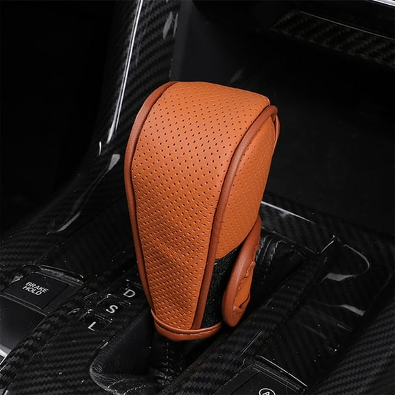 Car Gear Shift Knob Cover, Auto Manual Stick Shifting Handle Gear Shifter Knob Protector, Vehicle Decoration Accessories Universal For SUV, Truck, RV-Large Velcro Brown