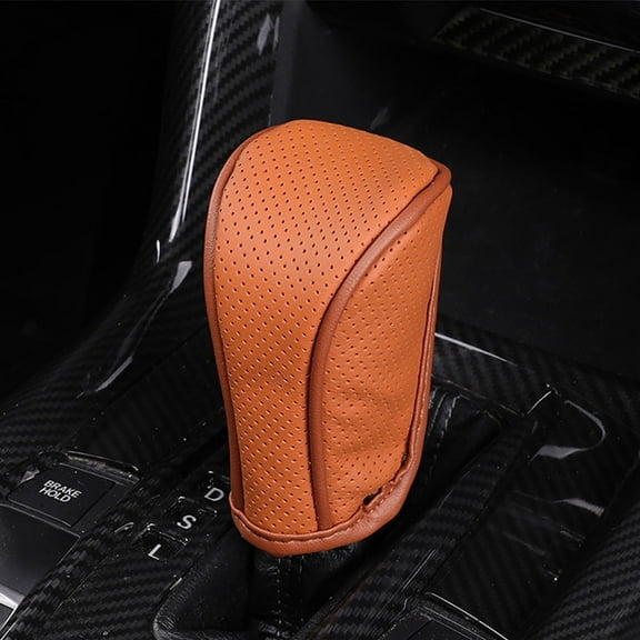 Car Gear Shift Knob Cover, Auto Manual Stick Shifting Handle Gear Shifter Knob Protector, Vehicle Decoration Accessories Universal For SUV, Truck, RV-Zipper Brown