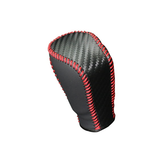 Car Gear Shift Knob Cover, Leather Stick Shift Cover With Needle & Thread, Car Decorations Accessorie Car Shift Knob Cover For Honda FIT CRIDER INSPIRE INTEGRA-Black Carbon Red Line