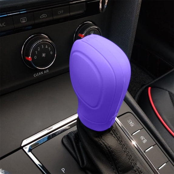 Universal Car Automatic Shift Knob Cover - Elastic Anti-Slip Gear Stick Protector, Soft Breathable Material for Interior Decoration, 3.15x2.36 Inches, Purple