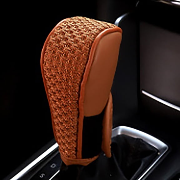 Car Gear Shifting Knob Cover Vehicle Interior Decoration Accessories Anti-Slip Anti-Scratch Automotive Shifter Knobs Cover For Car SUV Truck-brown