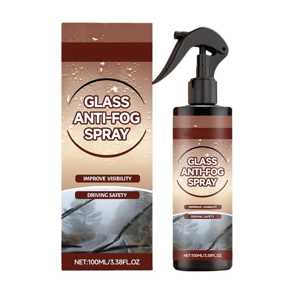 Car Glass Anti-Fog Spray 3.38FL.OZ, Long-Lasting Windshield Defogger for Clear Vision & Safe Driving in Rain & Foggy Weather