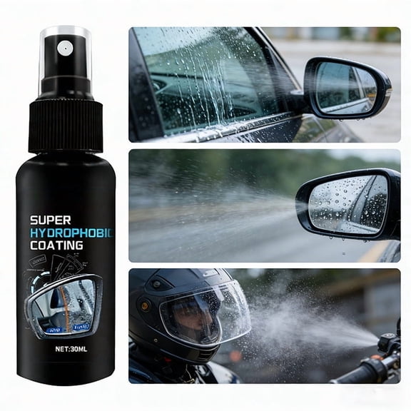 Car Glass Ceramic Coating 30ml, Water Repellent Hydrophobic Spray for Car Windows, SUV Truck Caravan, Easy Air-Dry Application, Prevents Streaks, Enhances Visibility, Long-Lasting Glass Protection