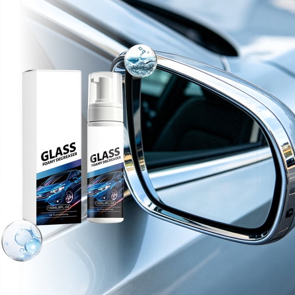 Car Glass Cleaner, Foaming Glass Cleaner, Oil Stain Removing Oil Film Dissolving Formula, for Automotive Daily Use Car Windshield, Side Mirrors and Car Window Surfaces, No Extra