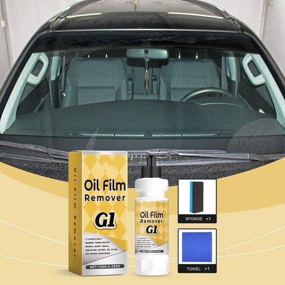 Car Glass Cleaner Oil Film Remover, Windshield Water Spot Remover Cleaner for Auto Windows Mirrors, Anti Fog Glass Cleaner Improves Visibility Rain Repellent Coating