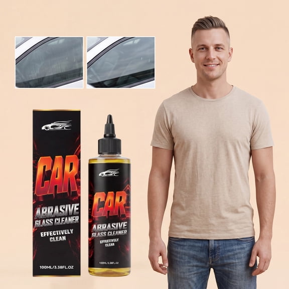 Car Glass Cleaner Spray, 100ml Automotive Window and Windshield Dirt Remover, Keeps Clear Driving Vision, Streak-Free Formula for Glass and Mirrors