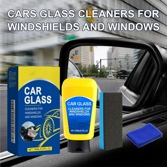 Car Glass Cleaner, Windshield Oil Film Remover, Window Wiper Stain Cleaning Emulsion, 150ml Bottle, Effective Glass Cleaner for Automotive Windshield and Window Maintenance