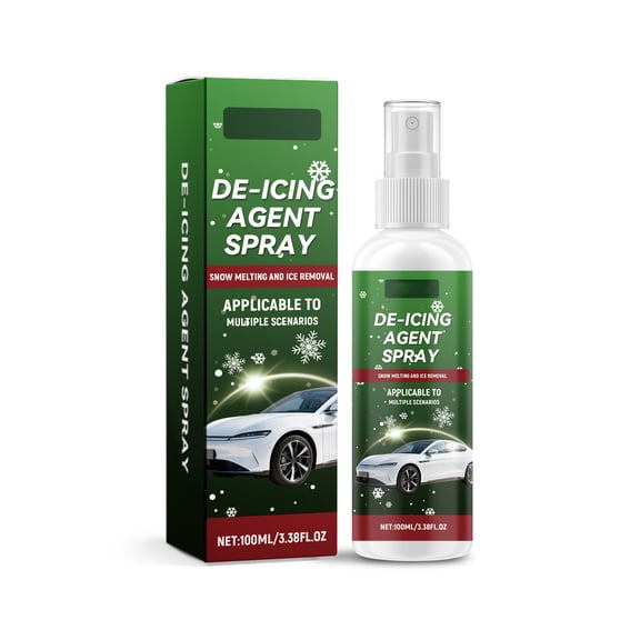Car Glass Deicer Spray 100ml Winter Windshield Treatment for Ice Snow Removal Anti Fog Protection Defroster Solution Vehicle Maintenance Automotive Care Safe for Tinted Windows
