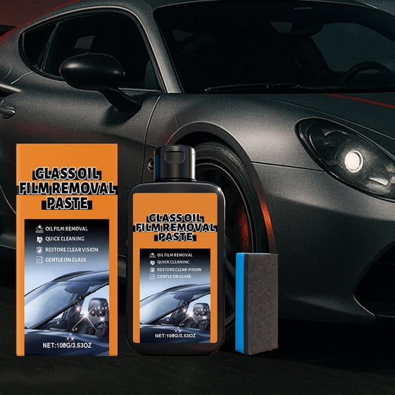 Car Glass Oil Film Cleaner, 100G/3.53OZ Anti Glare Anti Fogging Auto Windshield Polish, Scratch Proof Oil Film Remover, Paste For Front Tea Table Bathroom Mirror Sedan