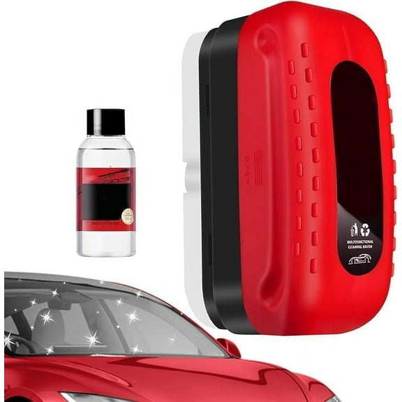 Car Glass Oil Film Cleaner, Hydrophobic Glass Coating for Windshield Improves Clarity and Visibility, Universal Car Glass Oil Film Removal Anti-rain Mist Cleaning Wipes Brush for All Vehicles (1Set)