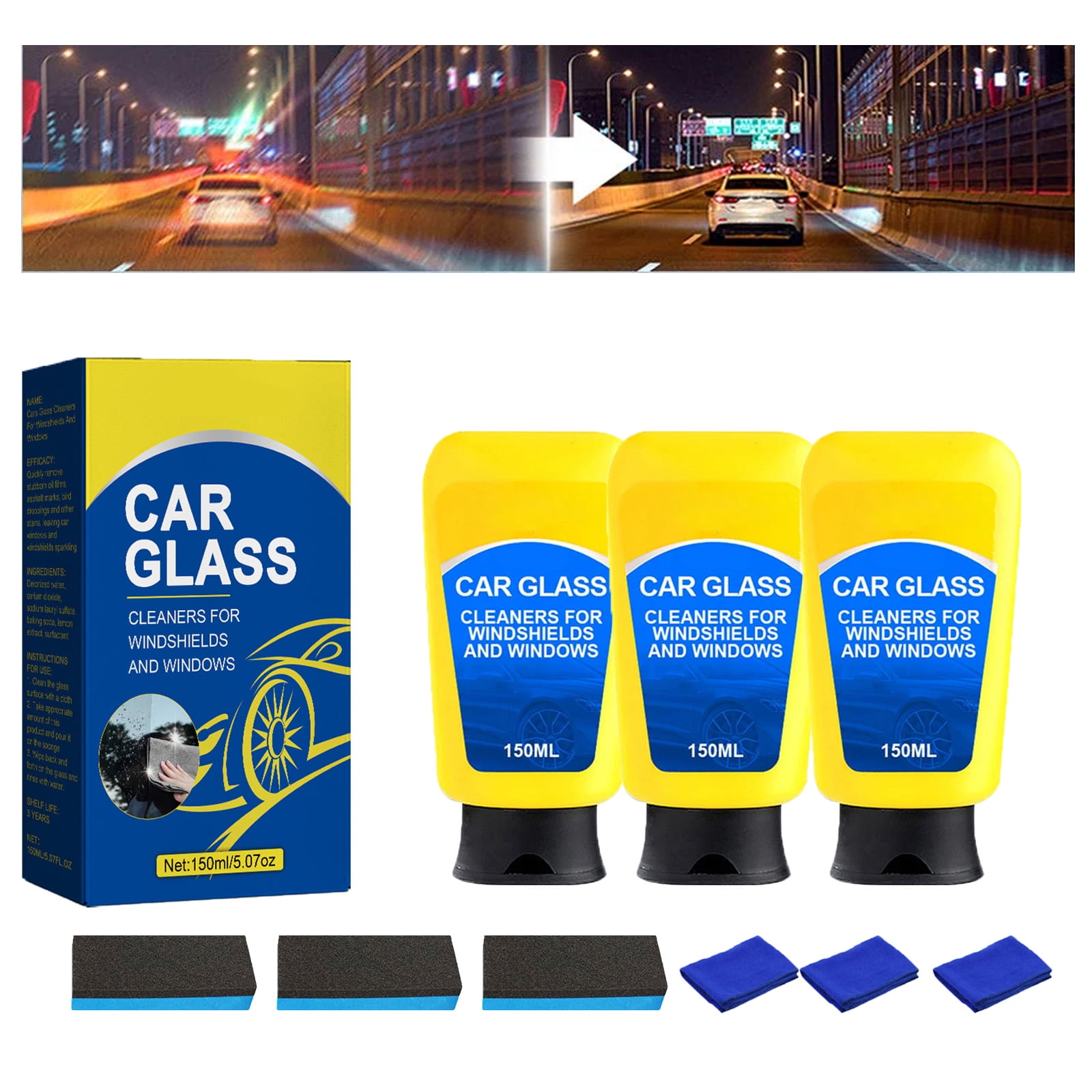 150ml Sopami Car Coating Spray Oil Film Emulsion Glass Cleaner With Sponge  Brush 3-in-1 High Protection Quick Coat Spray