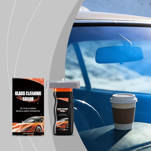 Car Glass Oil-Film Cleaning Brush 100ml, Powerful Windshield and Mirror Degreaser, Streak-Free Oil-Film Remover Safe for Tinted Windows, Compact Daily Cleaner for Vehicles and Motorcycle Helmets
