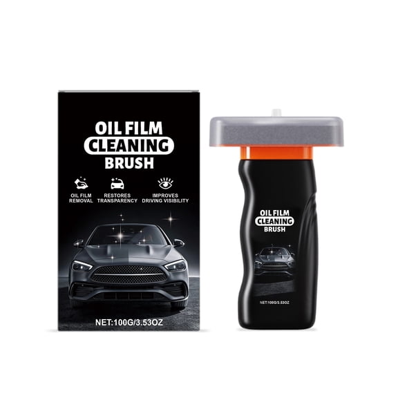 Car Glass Oil Film Remover, 100g Integrated Cleaning Brush, Automotive Windshield Cleaner, Water Spot Remover,Maintenance Tool, Window Care