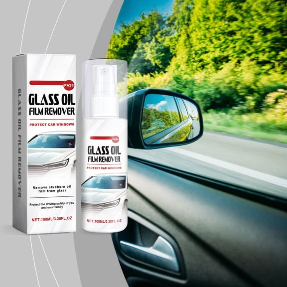 Car Glass Oil Film Remover Cleaner Windshield Stain Removal Solution Anti Rain Residue Cleaner Automotive Glass Deep Cleaning Spray For Safe Driving Visibility 100ml