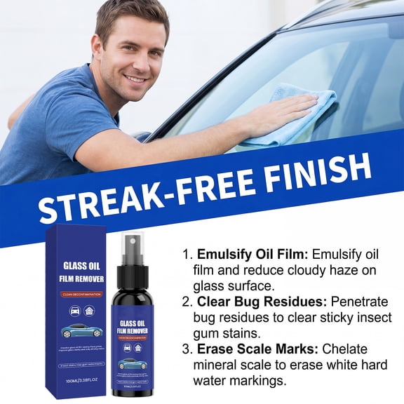 Car Glass Oil Film Remover Spray 100Ml - Windshield Oil Stain Cleaner For Front Window