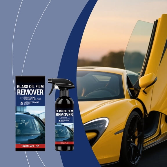 Car Glass Oil Film Remover,Windshield Stain Grease Cleaner,Transparent Visibility Restoration,Anti Fog Polishing Maintenance,Safe Non Scratch Formula,Driving Window Care Protection Kit 120ml