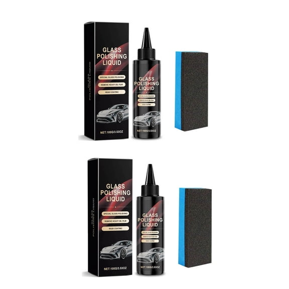 Car Glass Polish and Scratch Remover, Water Damage Repair and Fast Drying Coating, Wiper Booster for Clear Visibility, Easy Application Glass Treatment, Complete Auto Glass Care and Protection Kit
