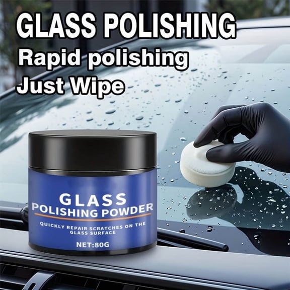 Car Glass Polishing Powder, Scratch Repair Refurbishment Agent, Oil Film Water Stain Remover Heavy Duty Cleaning Compound for Auto Window Windshield Mirror Surface Renovation Care