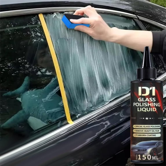 Car Glass Polishing Solution 150ml for Removing Scratches and Cracks, Easy to Use Multi Surface Cleaner for Auto Windows Mirrors Eyeglasses, Clear Finish and Protective Shine, Fast Application