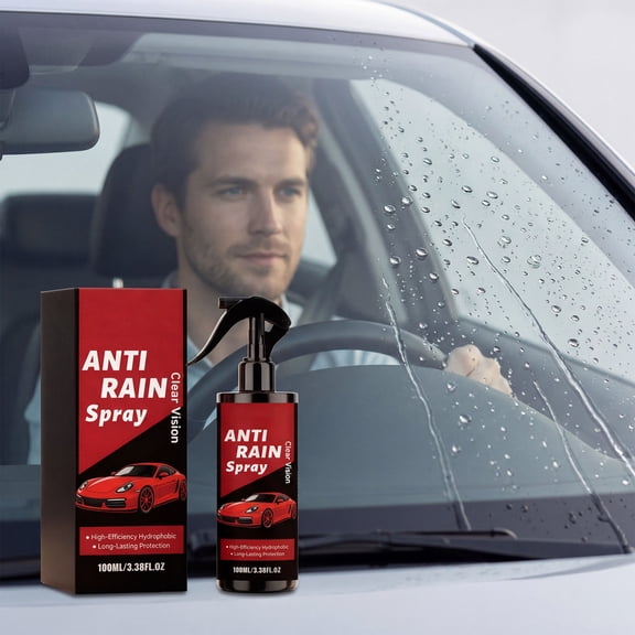 Car Glass Rain Repellent Spray 100ml,Windshield Coating Anti Fog Water Repellent Solution Window Cleaner Visibility Enhancement Long Lasting Hydrophobic Film Rearview Mirror Care Easy Application