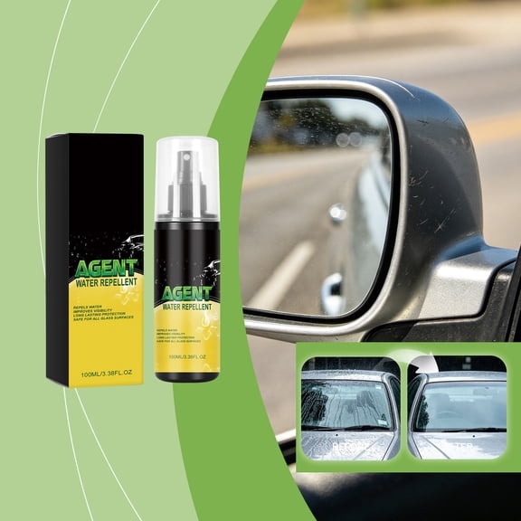 Car Glass Rainproof Agent Windshield Spray 100ml, Invisible Protective Film Water Remover, Long Lasting Hydrophobic Coating, Driving Visibility Safety for Mirrors Windows