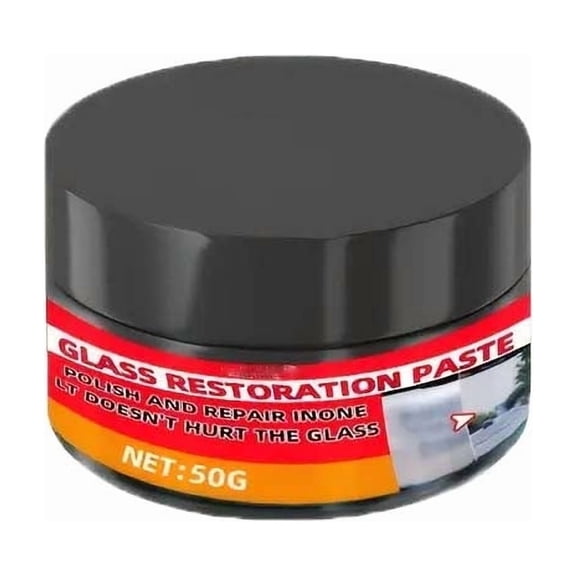 Car Glass Restoration Paste 1.76oz, Automotive Glass Polishing & Repair Cream for Mild Scratch Removal, Oil Film Cleaning & Windshield Gloss Restoration