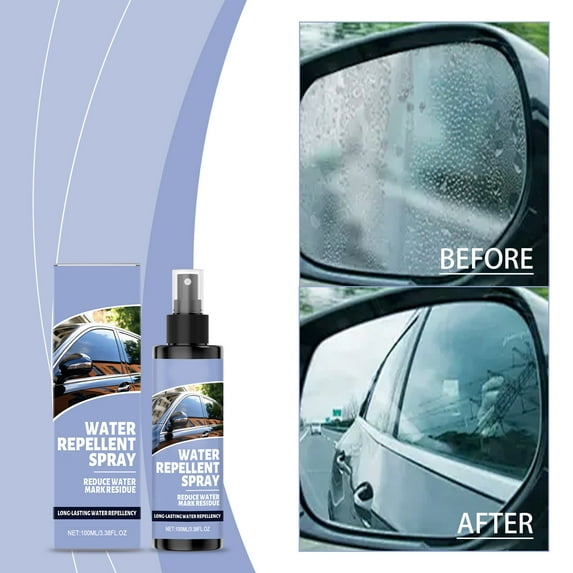 Car Glass Water Repellent Spray 3.4 fl oz Automotive Glass Cleaner Kit Hydrophobic Coating Treatment for Windshield Windows Mirror Rain Snow Ice Protection All Vehicles