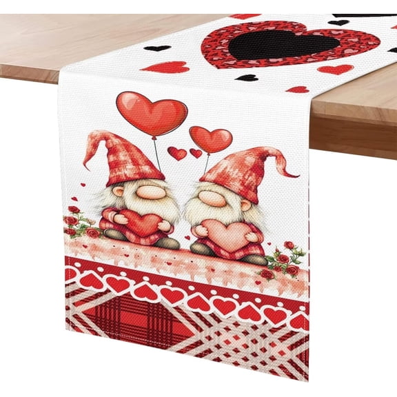 Car Gnome Table Runner 108 Inches Long Easy Clean Table Toppers Wedding Table Tablescape Decor Holiday Party Decoration Happy Valentine''s Day Kitchen Decor