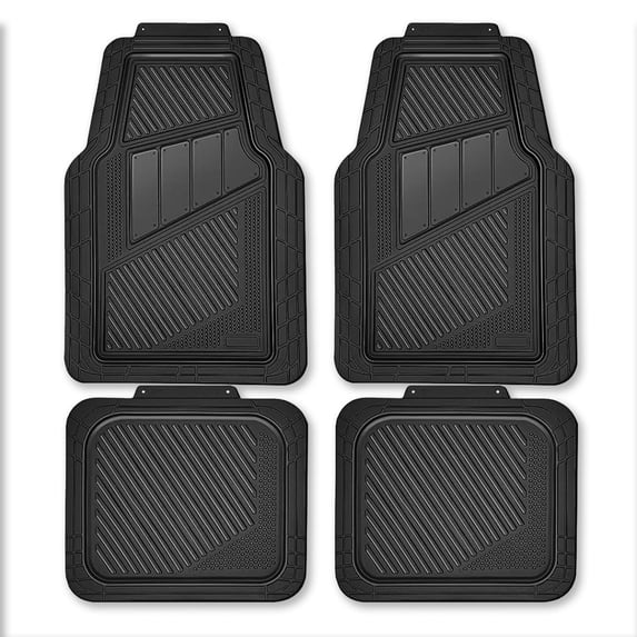 Car-Grand All Black rubble heavy duty car floor mats all weather durable full set anti-slip waterproof automotive floor mats for woman girly cute trim-to-fit for car SUV ruck