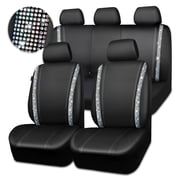 Car-Grand Bling Diamond Rhinestone Leather car seat covers full set waterproof universal shinning glitter crytal sparkle fit automotivve truck SUV Cute girl fem