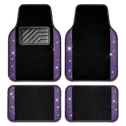 Car-Grand Bling Rhinestone Diamond car floor mats shining carpet sparkly glitter crytal with anti-slip heel waterproof universal fit cute girl women 4pcs Purple