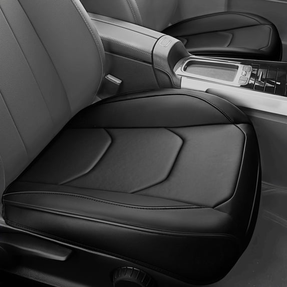 Car Grand 2Pack Leather Memory Foam Car Seat cover, Water Resistant Faux Leather Bottom Seat Covers Universal Fit for Cars,SUV,Trucks Black