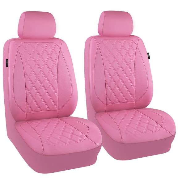 Car Grand Faux Leather Waterproof Two Front Car Seat Covers Airbag Compatible Automotive Seat Covers Universal Fit for Suvs,Vans,Trucks Pink