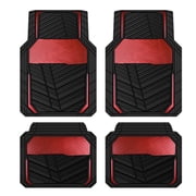 Car Grand Heavy Duty Rubber Waterproof Car Floor Mats All Weather Durable Full Set Anti-slip Automotive Floor Mats Trim-to-fit For Car SUV Truck Red Black