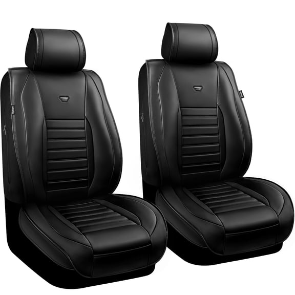 Car Grand Nappa Leather Car Seat Covers, Luxury Front Seat Covers, Waterproof Anti-Slip Automotive seat covers, Airbag Compatible Arm rest Compatile for Cars SUV Truck Universal FIT Black