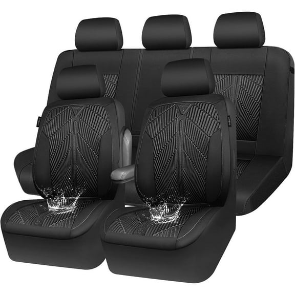 Car Grand neoprene waterproof car seat covers full set wet suit all weather non slip durable universal fit SUV sedan truck van automotive arm rest airbag compatible black