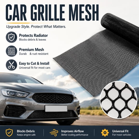 Car Grille Mesh Barrier, Rust Proof Radiator Guard Mesh Sheet for Engine Protection, Universal Automotive Grille Net for Vehicle Front Bumper
