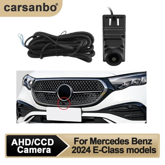 Car Grille Mount Front View Camera 1080P AHD Fit For 2024 Mercedes Benz E-Class Big Small Logo Universal Night Color Vision IP68 Waterproof
