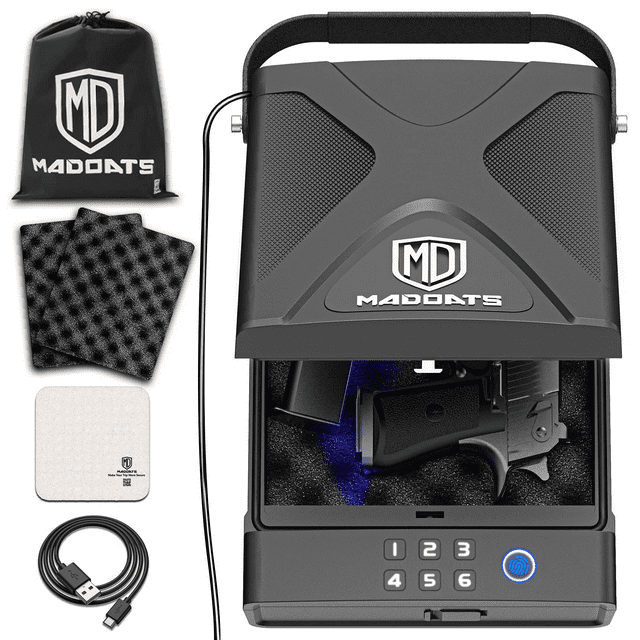 Car Gun Safe Portable Gun Safes for Pistols, Biometric Handgun Safe